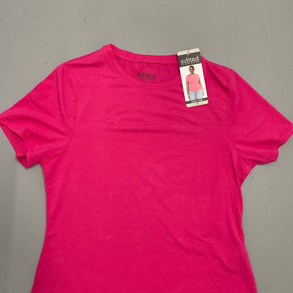 Edikted Hot Pink Short Sleeve Tee